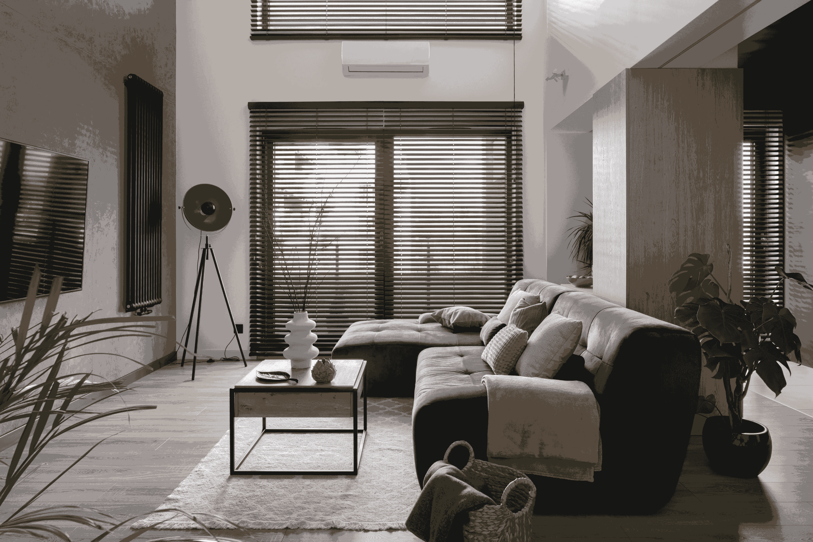 Traditional Radiator In The Lounge Space Painted In Black